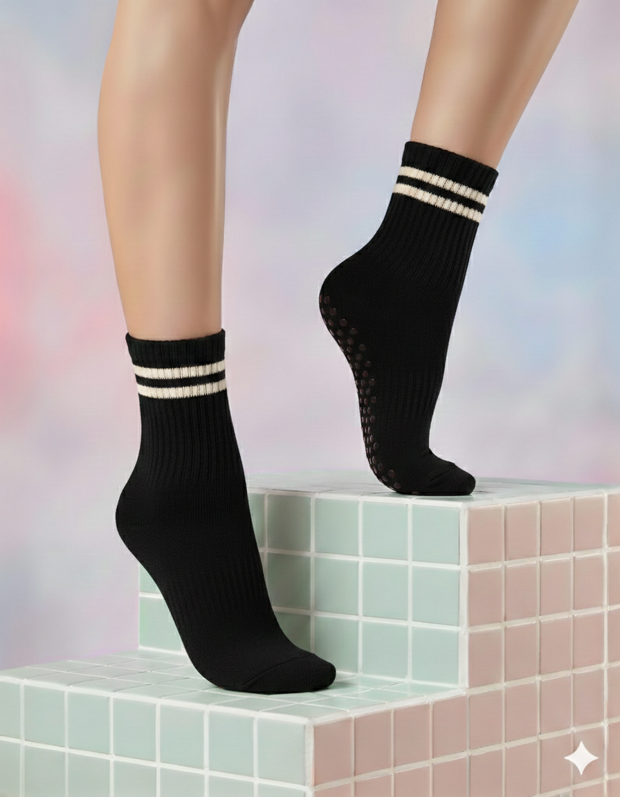 Charcoal - Vintage Grip Socks