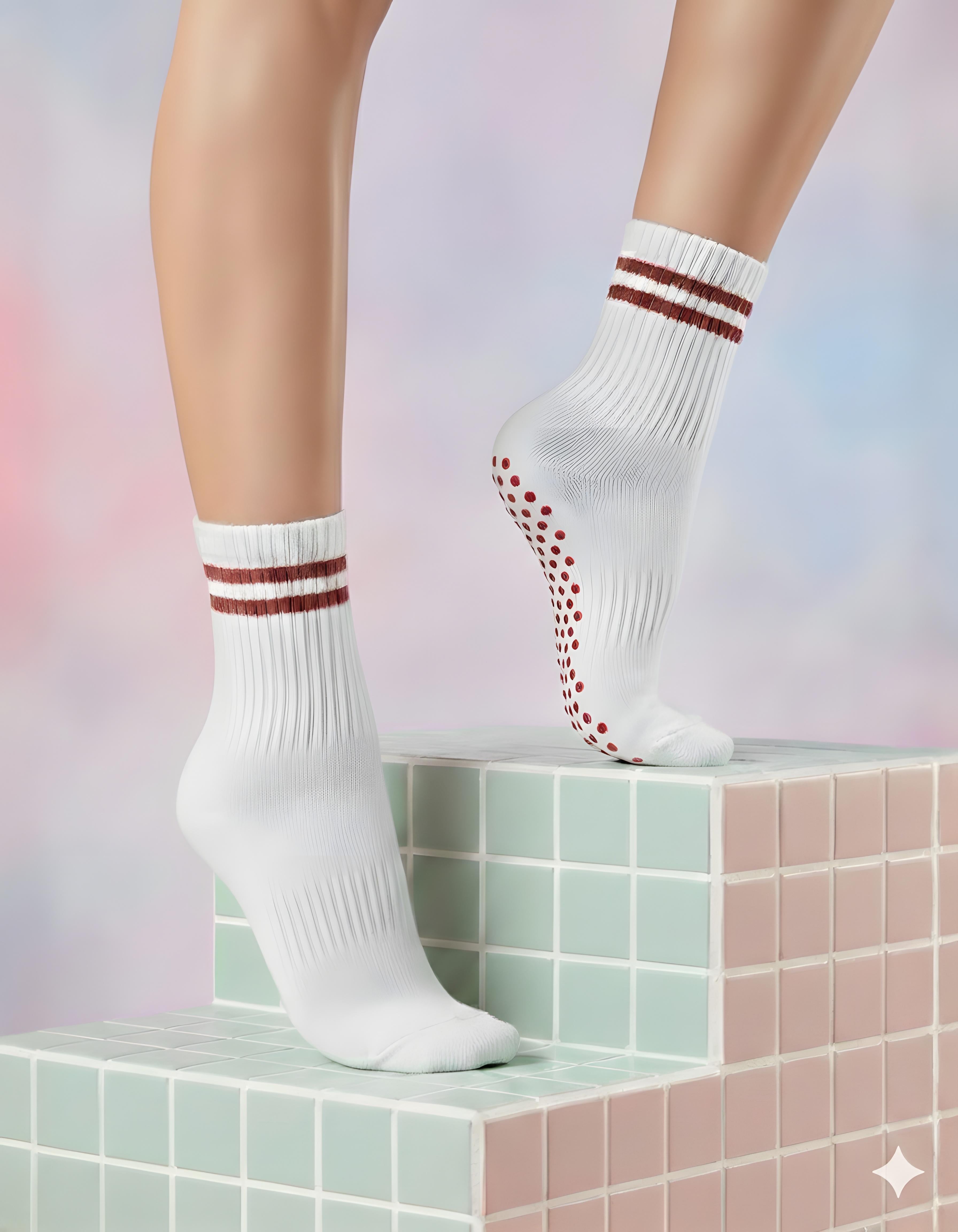 Burgundy - Vintage Grip Socks